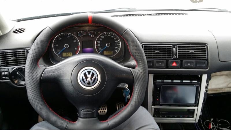 Lenkrad beziehen für VW Golf 4  Bora  Umformung Sport Look 12 Uhr